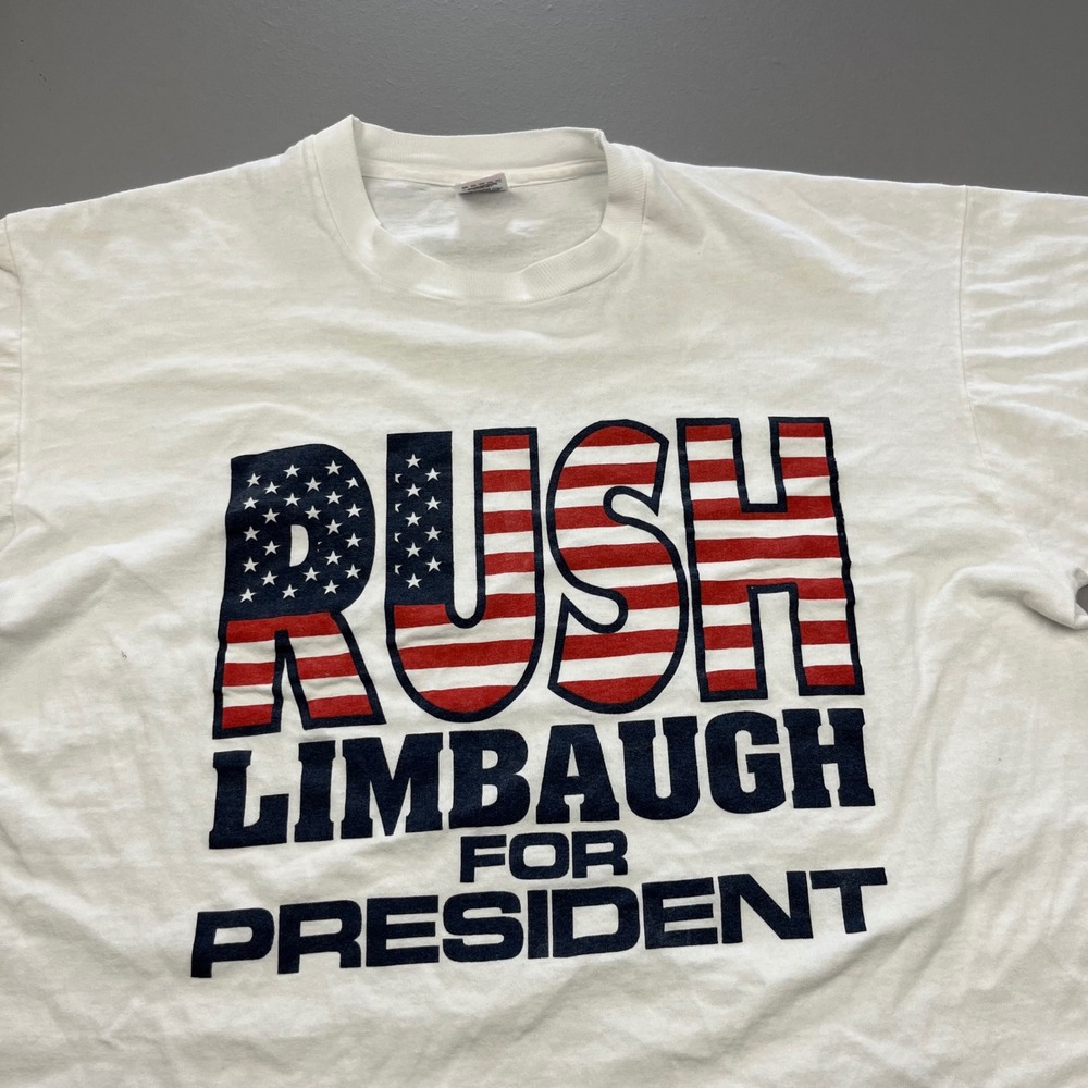 Fruit of the Loom T-Shirt Mens XL White Rush Limbaugh For President Vintage 90s - Picture 12 of 12